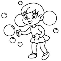 cute girl playing bubbles