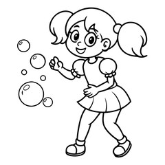 cute girl playing bubbles