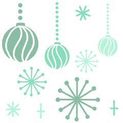 クリスマス飾り　キラキラしたオーナメント　グリーン色のクリスマスボール