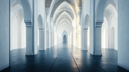 Obraz premium White Arched Corridor in a Mosque