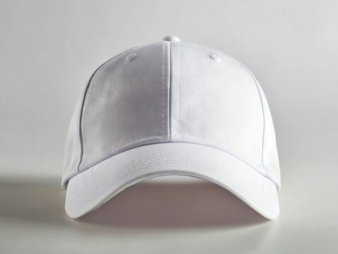 A white baseball cap on a white surface