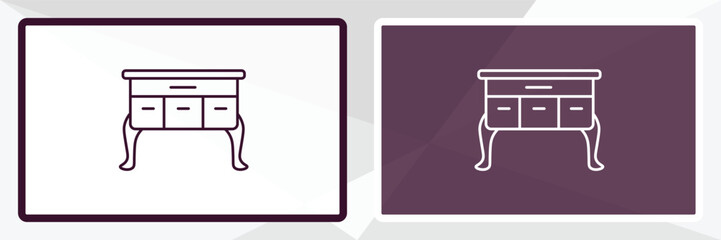 lowboy  outline icon. Linear vector from furniture concept. Thin line white and black lowboy  icon isolated on white and dark background