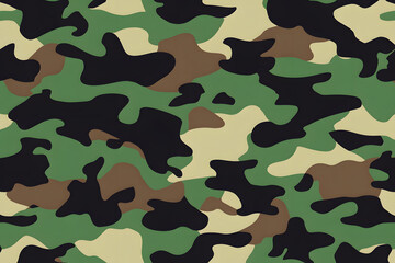 Fototapeta premium Classic Military Camouflage Pattern in Green, Brown, and Beige