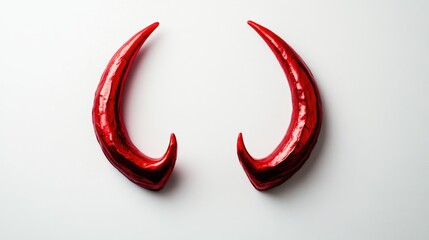 red little devil horns on a white background