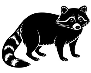 Raccoon Silhouette vector art on a white background