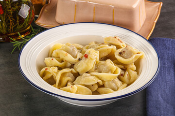 Russian homemade dumplings with meat