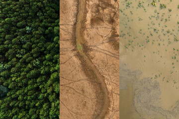 Climate change impacts the environment, causing droughts and floods.