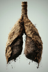 Woolen thread cloth lungs shaped like human lungs, symbolizing natures connection