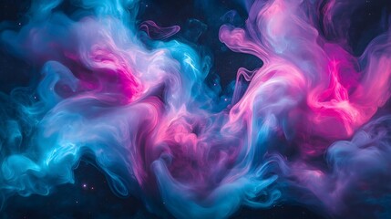 Fototapeta premium Cosmic Dreams: A mesmerizing abstract art piece with vibrant swirls of blue and pink ink, evoking a sense of ethereal beauty and boundless imagination. 