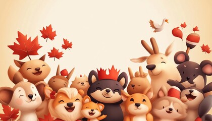 Naklejka premium Happy Canada Day greeting card design with national flag