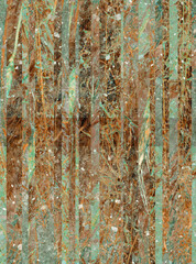 Hand drawn grunge textured tropical leaves seamless pattern. Tropical leaf silhouette elements...