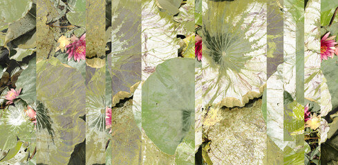 Hand drawn grunge textured tropical leaves seamless pattern. Tropical leaf silhouette elements...