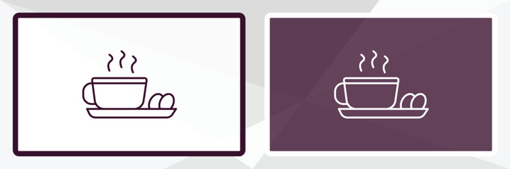 warm cup and plate  outline icon. Linear vector from food concept. Thin line white and black warm cup and plate  icon isolated on white and dark background