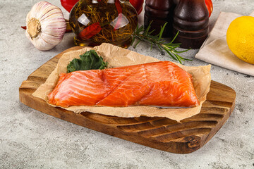 Piece of cut salmon fillet