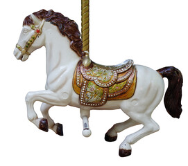 A white merry-go-round horse isolated on a transparent background © Wieland
