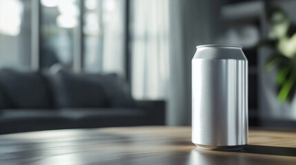 Aluminum soda can mockup with space for text 