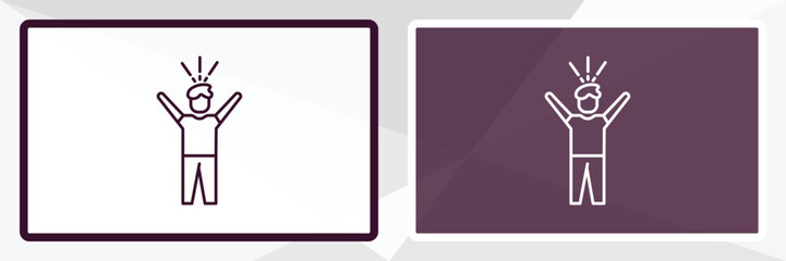 surprised human outline icon. Linear vector from feelings concept. Thin line white and black surprised human icon isolated on white and dark background