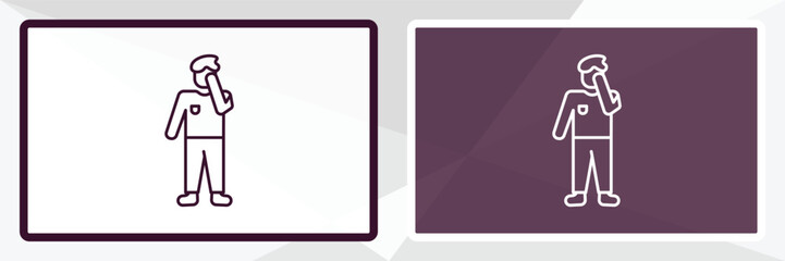 bored human outline icon. Linear vector from feelings concept. Thin line white and black bored human icon isolated on white and dark background