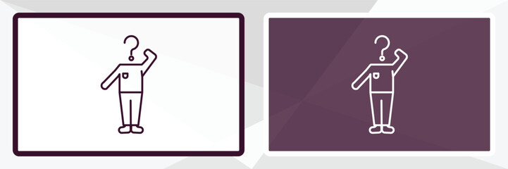 curious human outline icon. Linear vector from feelings concept. Thin line white and black curious human icon isolated on white and dark background