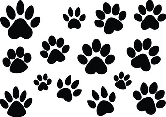 Fototapeta premium animal paw print, silhouette illustration file.