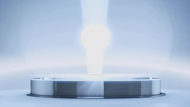 Futuristic Rotating Podium Glowing Bright White Circle Product Display