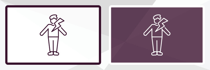 energized human outline icon. Linear vector from feelings concept. Thin line white and black energized human icon isolated on white and dark background