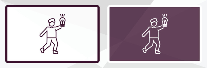 inspired human outline icon. Linear vector from feelings concept. Thin line white and black inspired human icon isolated on white and dark background