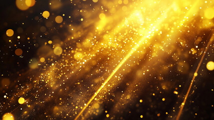 Obraz premium Futuristic abstract background in yellow tones. Bright neon rays and glowing lines. Bokeh effect. AI generative 