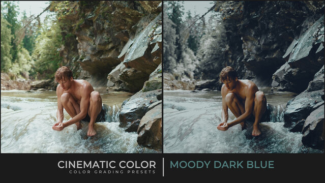 Moody Dark Blue Cinematic Color Grading Presets
