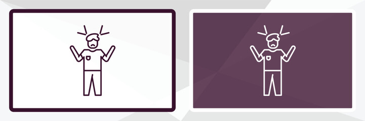 aggravated human outline icon. Linear vector from feelings concept. Thin line white and black aggravated human icon isolated on white and dark background