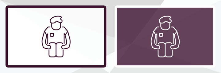 alone human outline icon. Linear vector from feelings concept. Thin line white and black alone human icon isolated on white and dark background