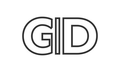 GID logo design template with strong and modern bold text. Initial based vector logotype featuring simple and minimal typography. Trendy company identity.