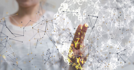 holding 3D rendering group of blue people