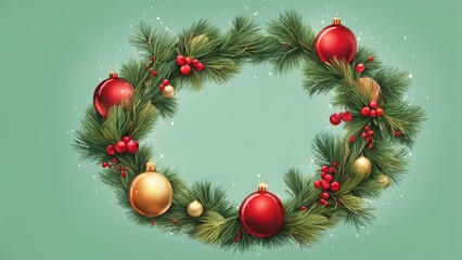 christmas wreath on white