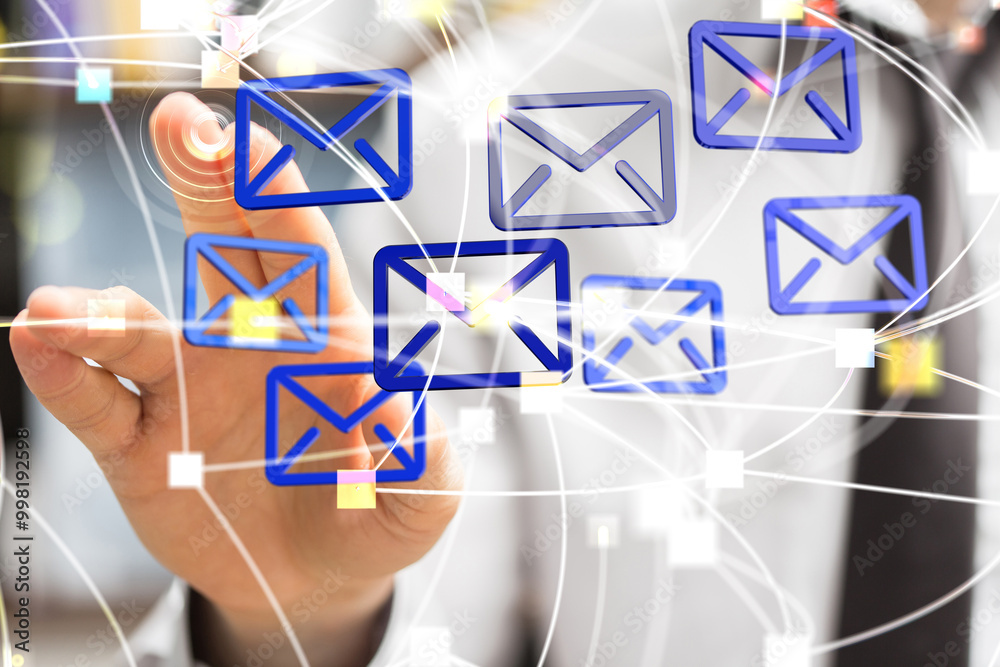 Poster Online people network. Using internet for communication..