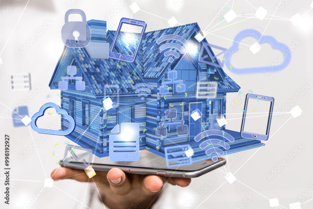 Poster house. data Big data visualization background.Abstract technology