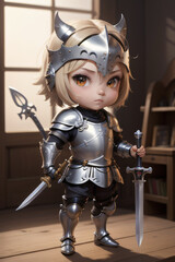 Fototapeta premium Chibi Knight in Shiny Armor