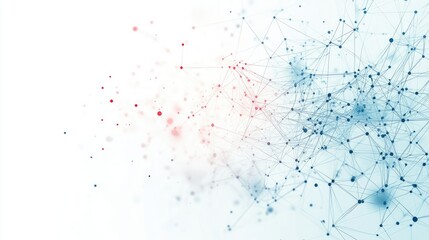 Naklejka premium Digital technology background with connecting nodes and plexus lines on a clean white backdrop, symbolizing big data and futuristic networks.