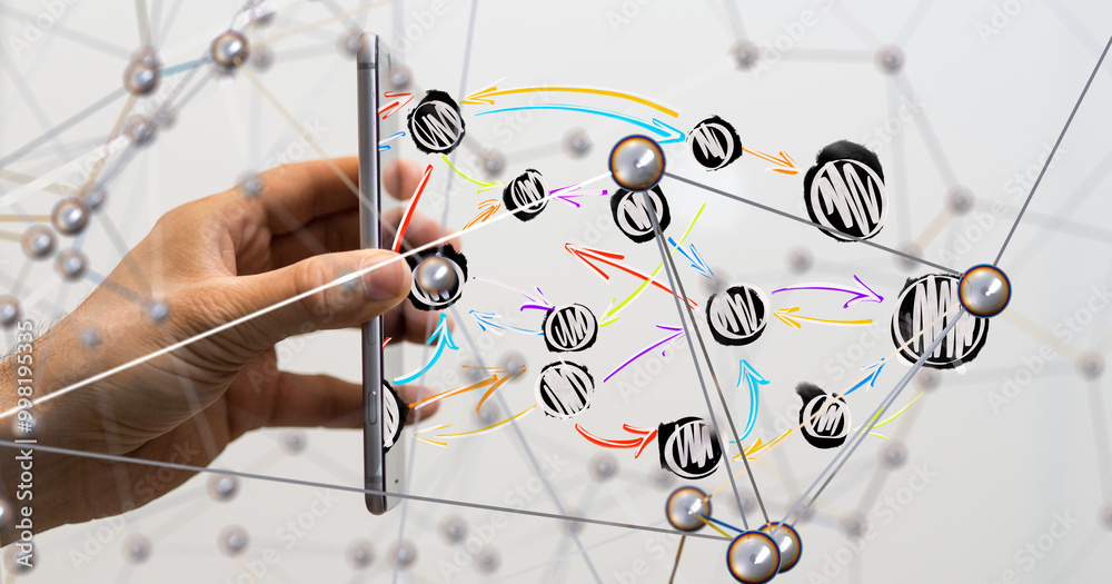 Aufkleber abstract technology group and data 3d