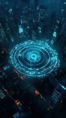 Fototapeta premium Futuristic Cybernetic Enhancements Space Colonization Time Travel Birds Eye View