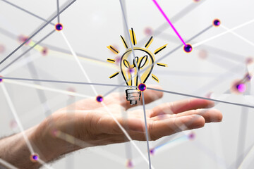 Neural network 3D illustration. Big data and cybersecurity - 3d