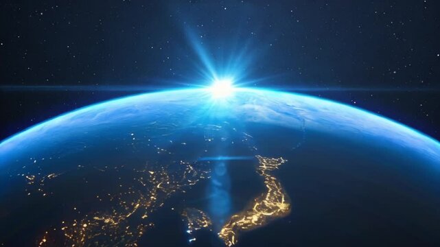 デジタル技術で表現された未来の地球とその科学的可能性。生成AI
