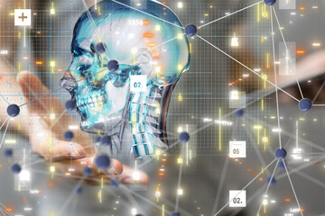 digital medical futuristic interface 3D rendering