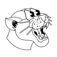 Doodle cute character illustration panther sticker outline