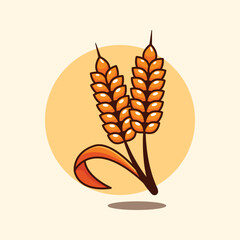 Vector cartoon illustration of oat plant