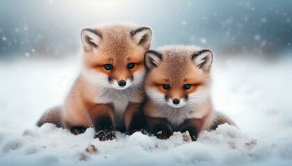 "Two Little Foxes in the Snow"