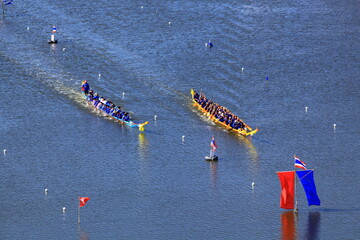 Traditional Long Boat Race Championship on November 13, 2016 in Khao Tao Reservoir Hua Hin District, Prachuap Khiri Khan Province, Thailand