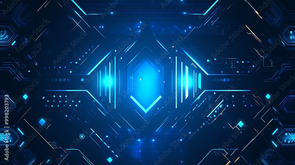 Poster abstract blue glowing digital technology background with futuristic design.