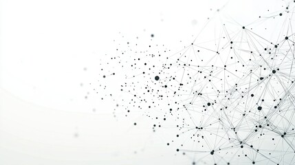 Futuristic network of interconnected dots and lines forming an abstract mesh on a white background, symbolizing digital technology and big data connections.
