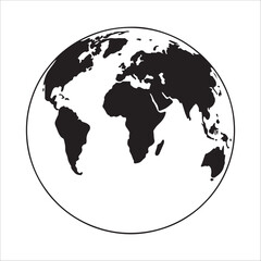 Earth map in modern style world map. Vector line illustration